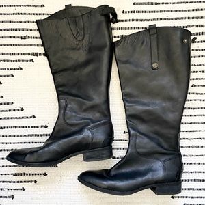 Sam Edelman knee-high boots. Black leather.